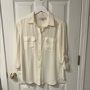 LOFT Ivory Button-Up Shirt